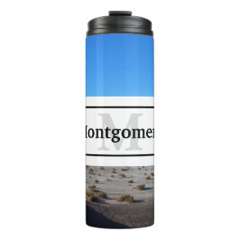 California Wüste Landschaft mit Namen und Monogram Thermosbecher