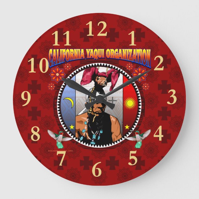 California Yaqui Organization Wall Clock Große Wanduhr (Vorderseite)