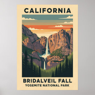 California Yosemite National Park Bridalveil Fall Poster