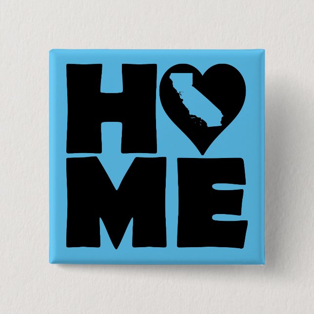 California Zuhause Heart Staat Button Abzeichen Bu (Vorderseite)