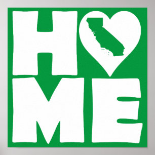 California Zuhause Heart Staat Poster Sign