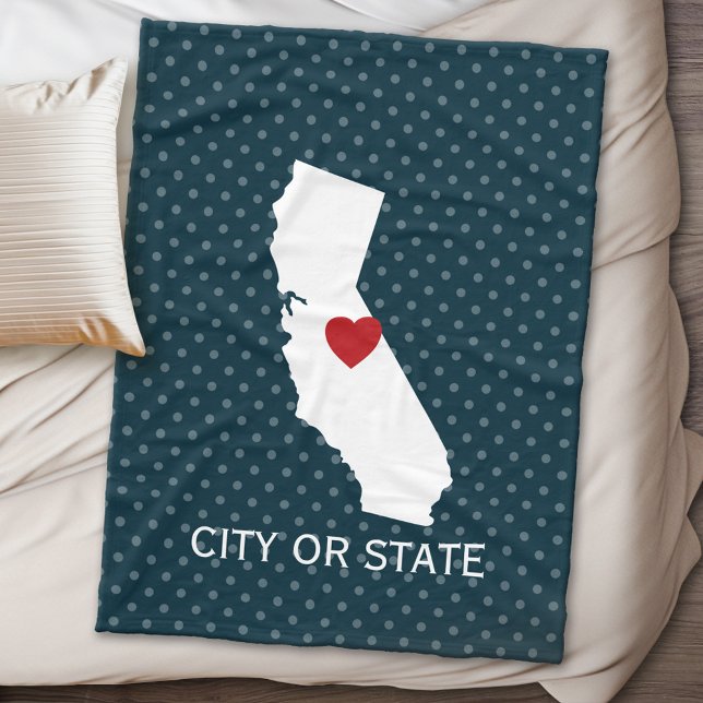 California Zuhause Staat Map - Benutzerdefinierte  Fleecedecke (California Personalized Fleece Blanket)