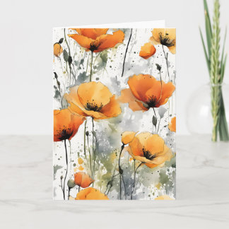 Californian poppy - Watercolor flowers Karte