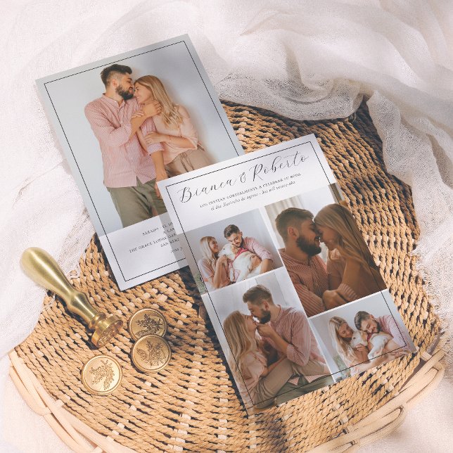 Caligrafía Elegante 5 Fotos Invitación de Boda Einladung (Von Creator hochgeladen)