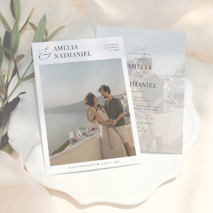 Caligrafía Elegante Invitación de Boda con 2 Fotos Einladung