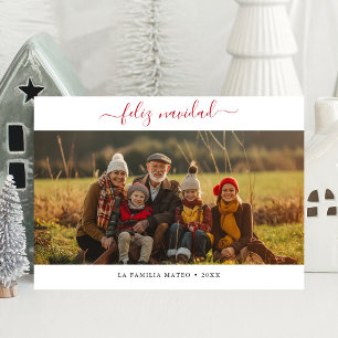 Caligrafía Red Feliz Navidad Weihnachts-Foto Feiertagskarte