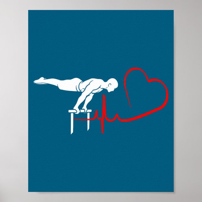 Calisthenics Planche Heartbeat Gymnast Fitness Hum Poster (Vorne)