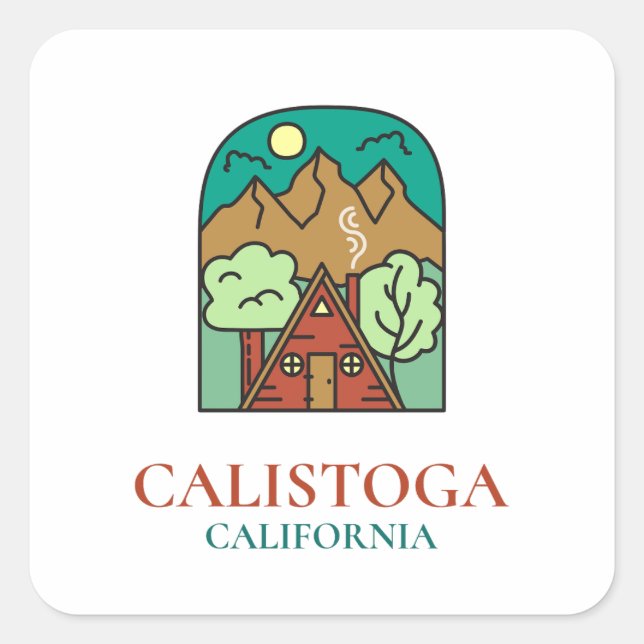Calistoga - Kalifornien Quadratischer Aufkleber (Vorderseite)