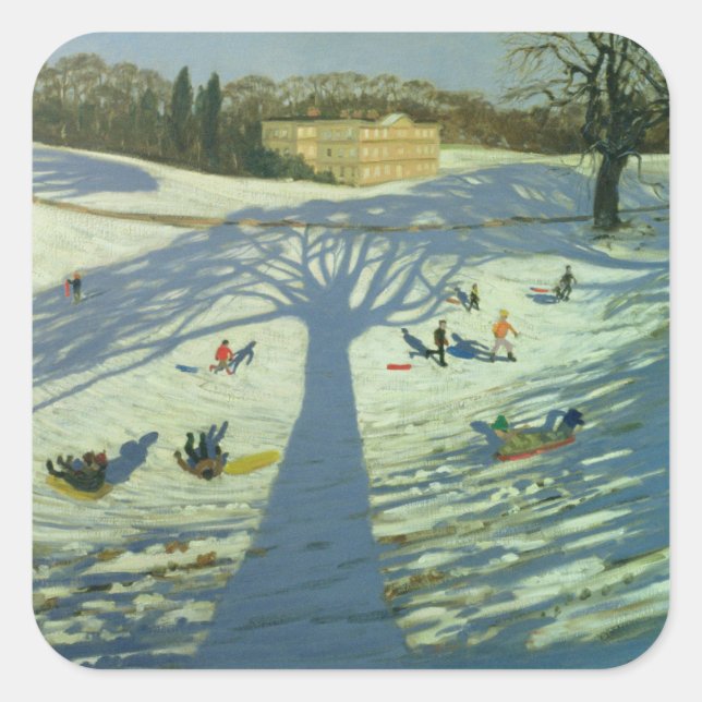 Calke Abbey House Winter 2002 Quadratischer Aufkleber (Vorderseite)