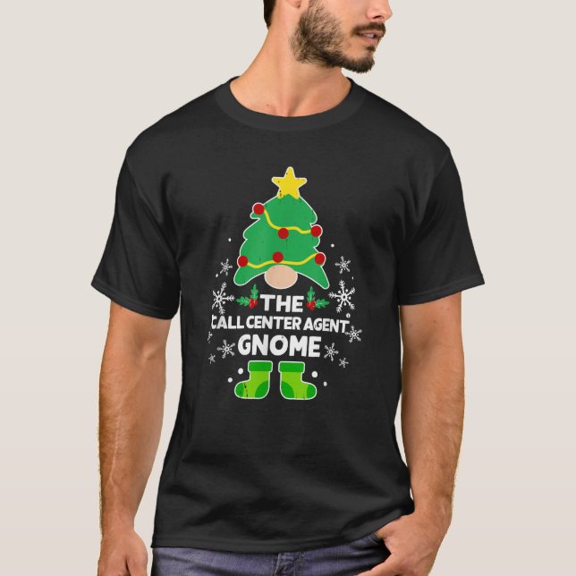 Call Center Agent Gnome Xmas Family Holiday Christ T-Shirt (Vorderseite)