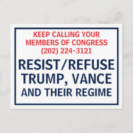 Call Congress Protest Resist Refuse Trump Vance Postkarte