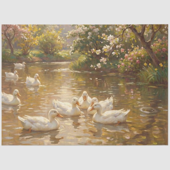 Call Ducks on the Pond Decoupage Seidenpapier (Vorderseite)