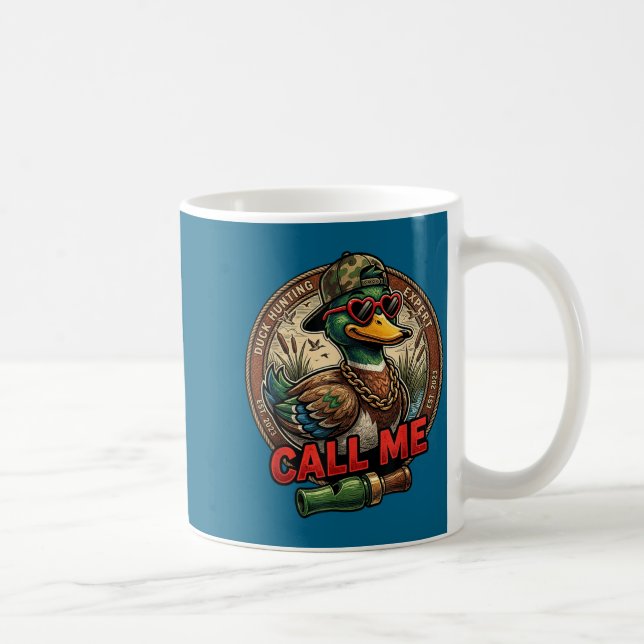Call Me Duck Hunting Retro Valentine's Day Men Wom Kaffeetasse (Rechts)