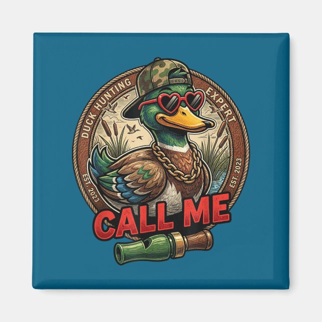 Call Me Duck Hunting Retro Valentine's Day Men Wom Magnet (Vorne)