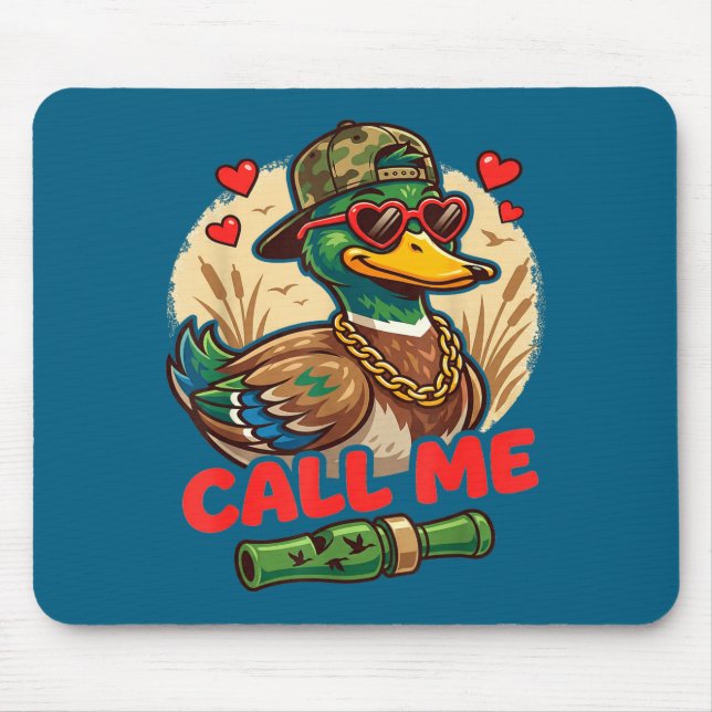 Call Me Duck Hunting Retro Valentine's Day Men Wom Mousepad (Vorne)
