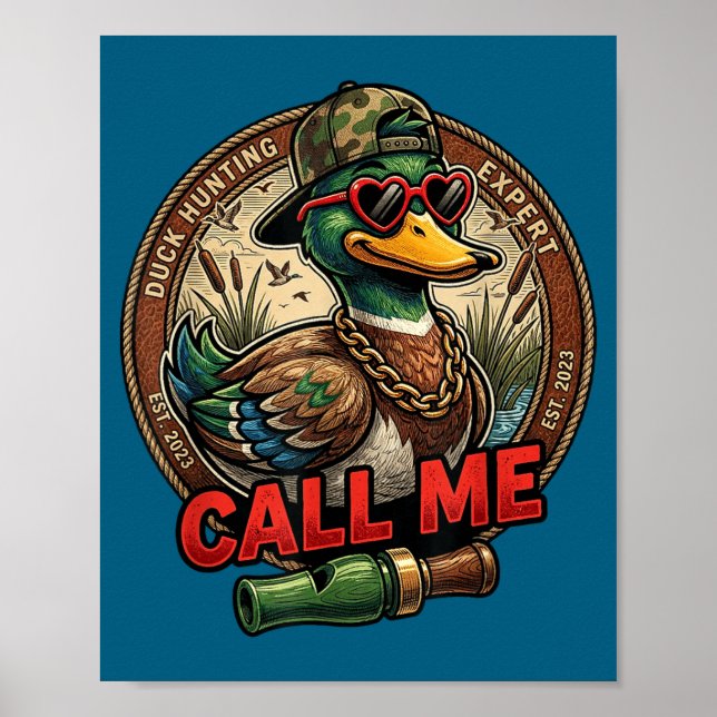 Call Me Duck Hunting Retro Valentine's Day Men Wom Poster (Vorne)