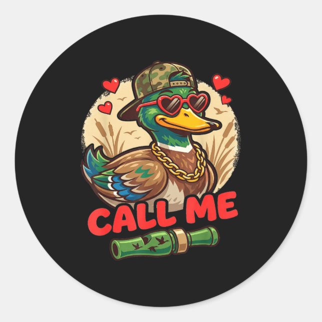 Call Me Duck Hunting Retro Valentine's Day Men Wom Runder Aufkleber (Vorderseite)