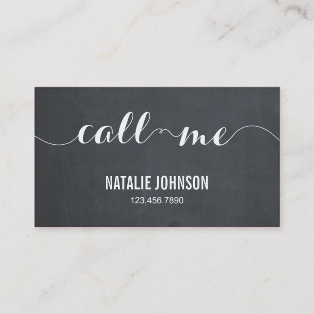 Call Me Modern Calling Card - Chalkboard Telefonnummerkarte (Vorderseite)