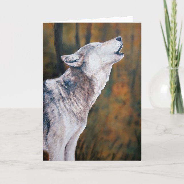 "Call of the Wild" Wolf Art Notecard Karte (Vorderseite)