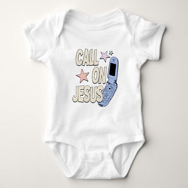 Call on Jesus – Retro Faith Design Baby Strampler (Vorderseite)