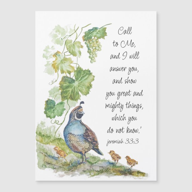 Call to Me Scripture Inspiration California Quail  Magnetkarte (Vorderseite)
