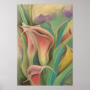 Calla Abstract Wall Art   Modern Botanical  Poster