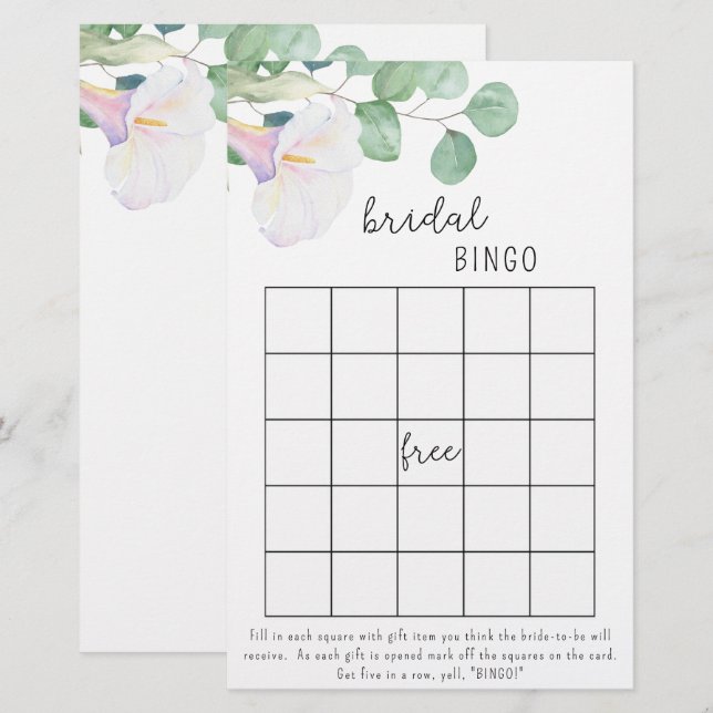 Calla and eucalyptus - Brautparty bingo game (Vorne/Hinten)