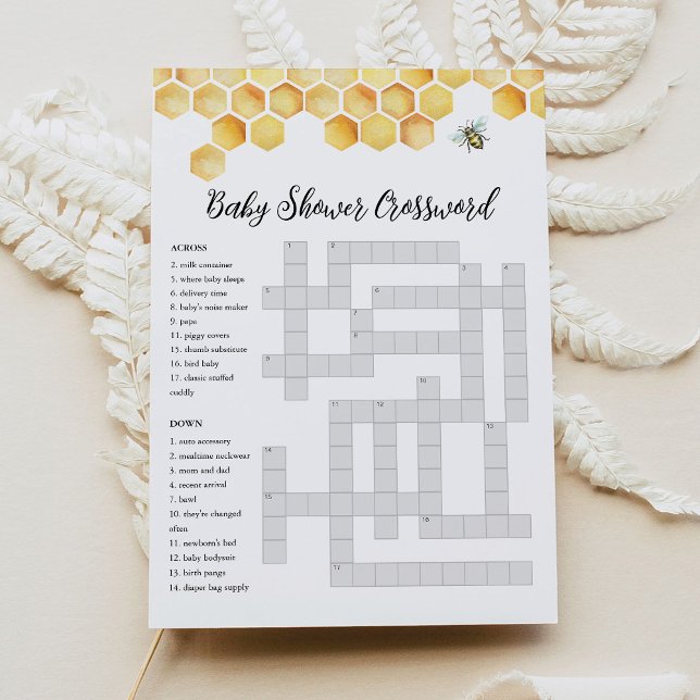 CALLA Bee Baby Dusche Crossword Game Card Einladung (Von Creator hochgeladen)