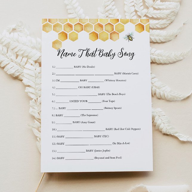 CALLA Bee Name that Baby Song Game Card Einladung (Von Creator hochgeladen)