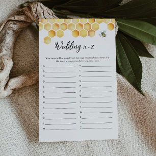 CALLA Bee Wedding A-Z Brautparty Game Card