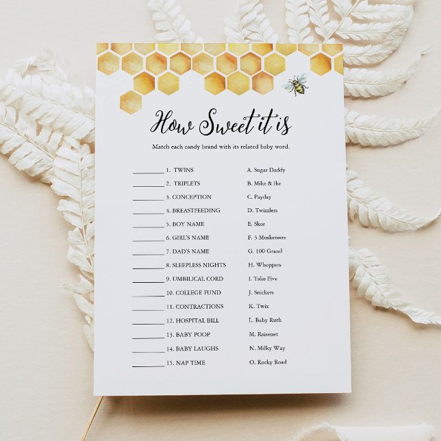 CALLA Bee Wie süß es ist Candy Bar Baby Game Card Einladung (Von Creator hochgeladen)