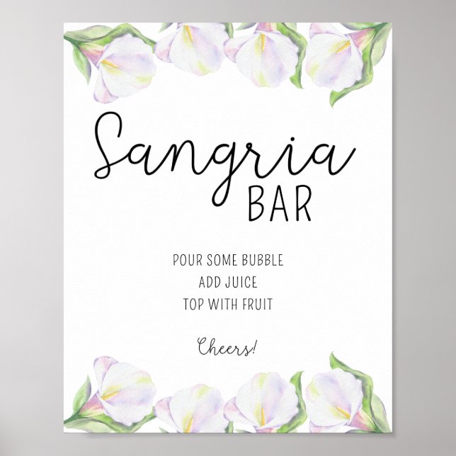 Calla Blumen - Sangria Bar Plakat (Vorne)