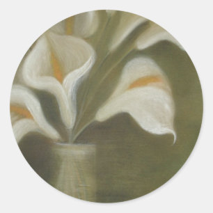 Calla geschnitten Blume in einem vase künstlerisch Runder Aufkleber