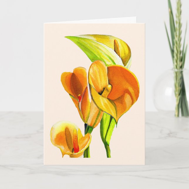 Calla liblütig Aquarellblüte Karte (Vorderseite)