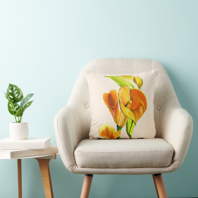 Calla liblütig Aquarellblüte Kissen (Stuhl )