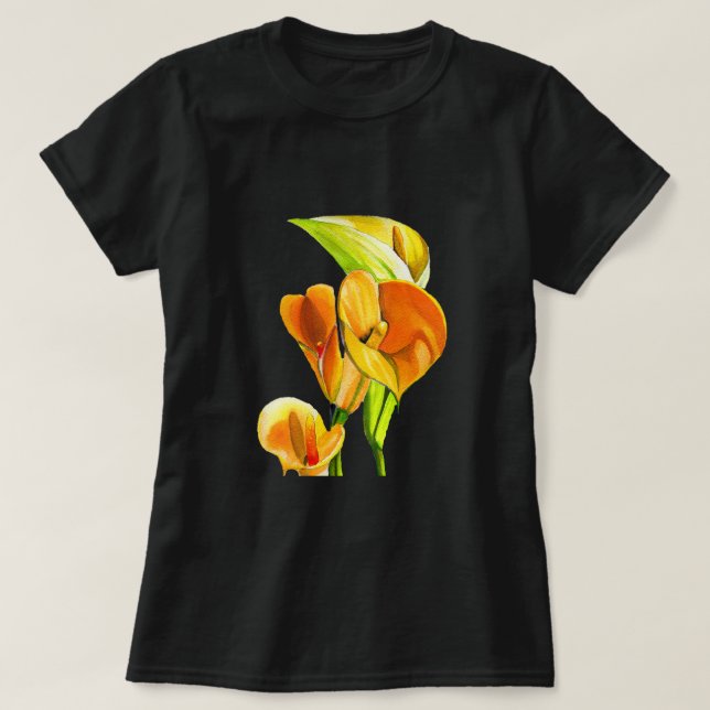 Calla liblütig Aquarellblüte T-Shirt (Design vorne)
