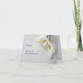 Calla liegt mit Platz für Text Dankeskarte