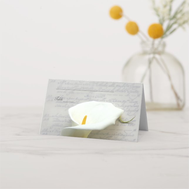 Calla Lilie auf alter Handschrift Platzkarte (Vorderseite)