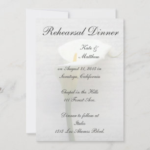 Calla Lilie auf dem Probe Dinner Einladung