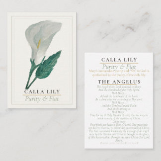 Calla-Lilie Marian Garden Heilige Gebetskarte | Re Visitenkarte