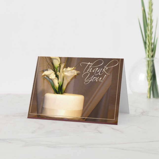 Calla-Lilie u. Hochzeitstorte - Dank! Dankeskarte (Vorderseite)