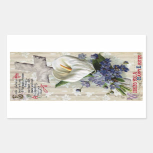 Calla-Lilie und Kreuz Vintage-Ostern Rechteckiger Aufkleber