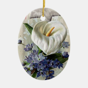 Calla-Lilie und queres Vintages Ostern Keramik Ornament