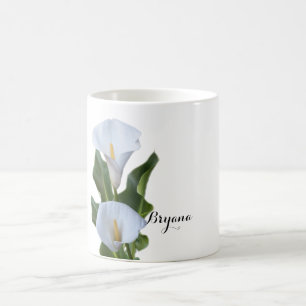 Calla-Lilien-Blumen-elegante Kaffee-mit Kaffeetasse