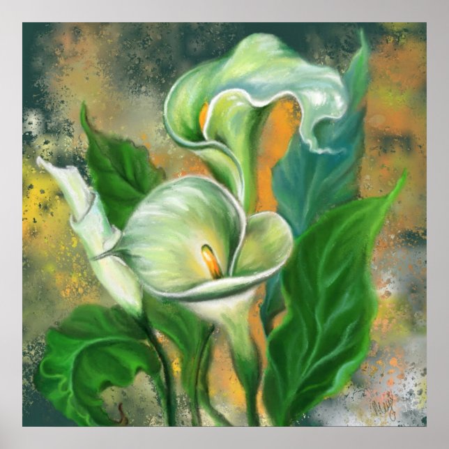 Calla-Lilien-Blumenposter-Malerei Poster (Vorne)