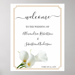 Calla-Lilien-Grün-Hochzeits-Willkommensschild Poster