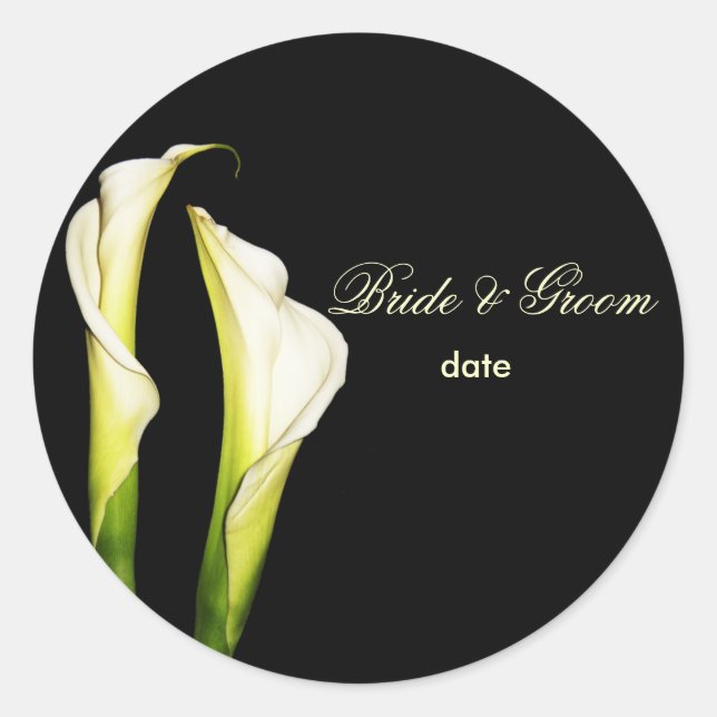 Calla Lilien Hochzeitsticker Runder Aufkleber (Vorderseite)