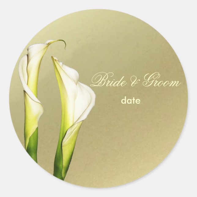 Calla Lilien Hochzeitsticker Runder Aufkleber (Vorderseite)