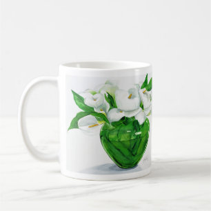 Calla-Lilien in der grünen Vasen-Tasse Kaffeetasse