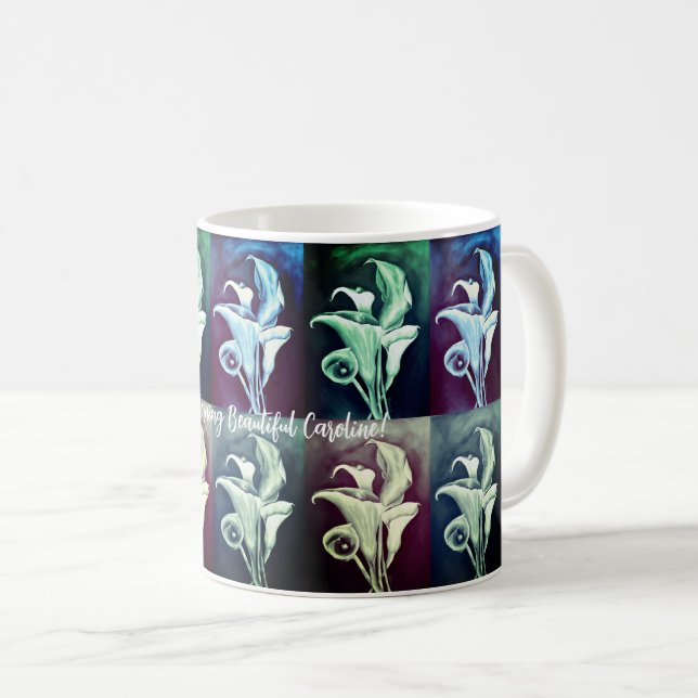 Calla Lilien Moderner Retro Vintager Minimalismus Kaffeetasse (VorderseiteRechts)
